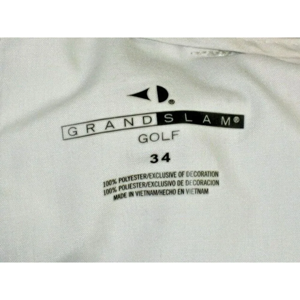 Mens Grand Slam Cream Poly Golf Chino Flat Front Shorts sz 34x11